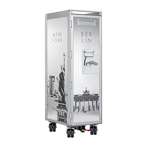 Flugzeugtrolley 4Destinations Anthrazit-Metallic (neue Rollen), Gebrauchtes Original aus der Luftfahrt - ausgemustert und hochwertig restauriert, Flugzeug Servierwagen, Original Airline Trolley von VanDeBord