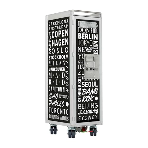 Flugzeugtrolley Cosmopolitan Schwarz (Neue Rollen), Gebrauchtes Original aus der Luftfahrt - ausgemustert und hochwertig restauriert, Flugzeug Servierwagen, Original Airline Trolley von VanDeBord