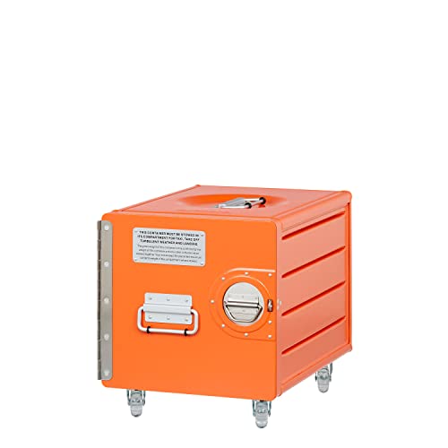 VanDeBord Bord Box M mit Rollen Orange, Kleiner Rollcontainer, original Flugzeugmöbel aus der Luftfahrt von VanDeBord