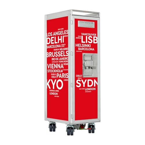 VanDeBord Flugzeugtrolley City Rot (Neue Rollen), Gebrauchtes Original aus der Luftfahrt - ausgemustert und hochwertig restauriert, Flugzeug Servierwagen, Original Airline Trolley von VanDeBord