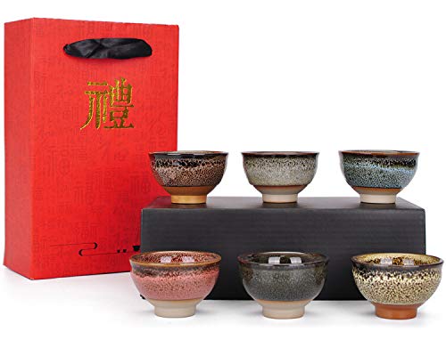 VanEnjoy 6 Sets bunte Teetassen – Ofen-Transformation chinesische Handarbeit, Jianzhan von VanEnjoy
