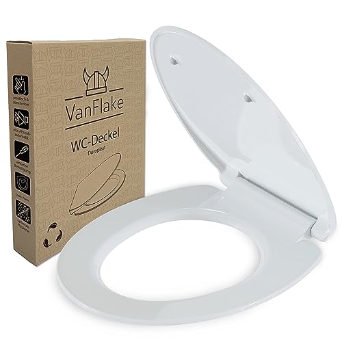 VanFlake Toilettendeckel ovale Form – Klodeckel in weiß mit Absenkautomatik & Schnellverschluss, antibakterielle Klobrille aus Duroplast, abnehmbarer WC Sitz für einfache Montage & Reinigung VanFlake Toilettendeckel ovale Form – Klodeckel in weiß mit Absenkautomatik & Schnellverschluss, antibakterielle Klobrille aus Duroplast, abnehmbarer WC Sitz für einfache Montage & Reinigung von VanFlake