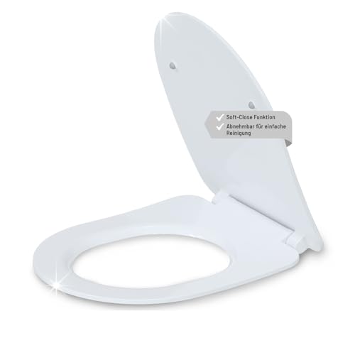 VanFlake Toilettendeckel D-Form Slim – Klodeckel in weiß mit Absenkautomatik & Schnellverschluss, antibakterielle Klobrille aus Duroplast, abnehmbarer WC Sitz für einfache Montage & Reinigung VanFlake Toilettendeckel D-Form Slim – Klodeckel in weiß mit Absenkautomatik & Schnellverschluss, antibakterielle Klobrille aus Duroplast, abnehmbarer WC Sitz für einfache Montage & Reinigung von VanFlake