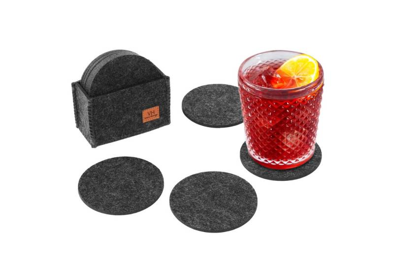 VanHenry Getränkeuntersetzer Filz-Glasuntersetzer Rund 12er Set inkl. Box als Tischset für Gläser, 13-tlg. von VanHenry