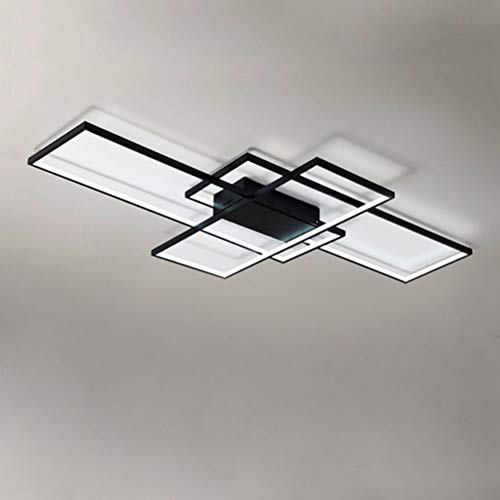 115W LED Deckenleuchte Wohnzimmerlampe Acryl-Schirm Deckenlampe Moderne Chic Eckig Designer-Lampe für Esszimmer Schlafzimmer Küche Flur Lampe, Kühle weiße 6000K, schwarz 140*80*9cm [Energieklasse A++] von VanMe