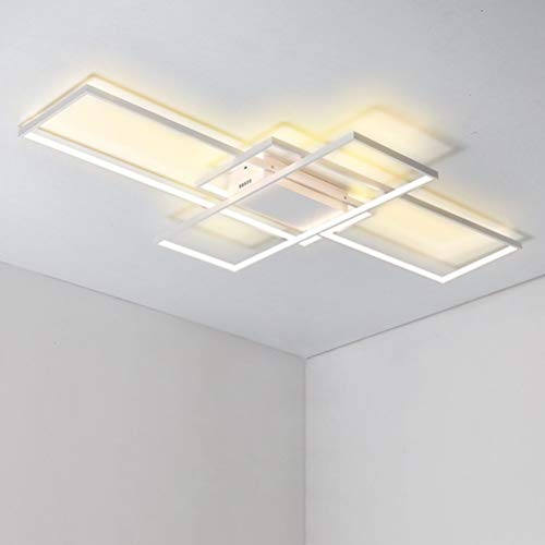 115W LED Deckenleuchte Wohnzimmerlampe Acryl-Schirm Deckenlampe Moderne Chic Eckig Designer-Lampe für Esszimmer Schlafzimmer Küche Flur Lampe, Warmweiß 3000K, Weiß 140*80*9cm [Energieklasse A++] von VanMe