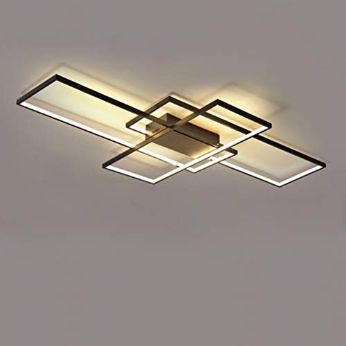 115W LED Deckenleuchte Wohnzimmerlampe Acryl-Schirm Deckenlampe Moderne Chic Eckig Designer-Lampe für Esszimmer Schlafzimmer Küche Flur Lampe, Warmweiß 3000K, schwarz 140*80*9cm [Energieklasse A++] von VanMe