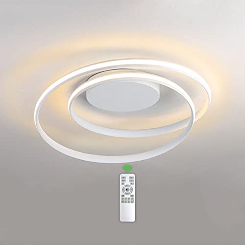Moderne kreative Spiral-LED-Deckenleuchte 54W Dimmbare 3000K-6000k Ringdesign Rundes Wohnzimmerlampe Gebogener Deckenlampe aus Metall in weiß für Kinderzimmer Esszimmer Schlafzimmer Badezimmer,Φ60cm von VanMe