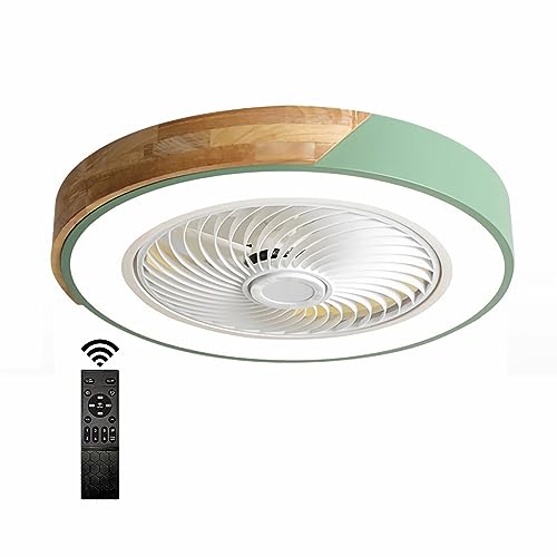 Moderner Deckenventilator mit Licht, Deckenventilator mit Beleuchtung und Fernbedienung, LED Dimmbar, 3-farbig, Rund Hölz Deckenleuchte mit Ventilator für Wohnzimmer Schlafzimmer Innendeckenventilator von VanMe