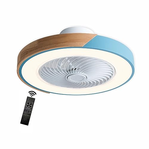 Moderner Deckenventilator mit Licht, Deckenventilator mit Beleuchtung und Fernbedienung, LED Dimmbar, 3-farbig, Rund Hölz Deckenleuchte mit Ventilator für Wohnzimmer Schlafzimmer Innendeckenventilator von VanMe