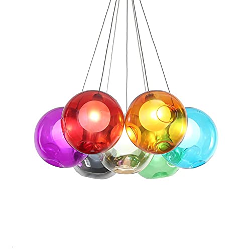Pendelleuchte esstisch Pendellampe Höhenverstellbar Kronleuchter Hängeleuchte Lampenschirm aus Glas in Farbe, Moderne Hängelampe Für Küchen Wohnzimmerlampe Schlafzimmerlampe Flurlampe, G4 Glühbirnen von VanMe