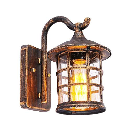 VanMe Antike, Rustikale Eisen Wandleuchte Wasserdichte Outdoor Wandleuchte Vintage Licht Flur Wandleuchter, Braun von VanMe