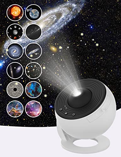 VanSmaGo 12-in-1 Planetarium-Galaxie-Sternprojektor für Schlafzimmer-Dekor, 360° drehbare Nebelprojektorlampe, zeitgesteuertes Sternennachtlicht-Projektor für Kinder, Heimkino, Decke, Raumdekoration von VanSmaGo