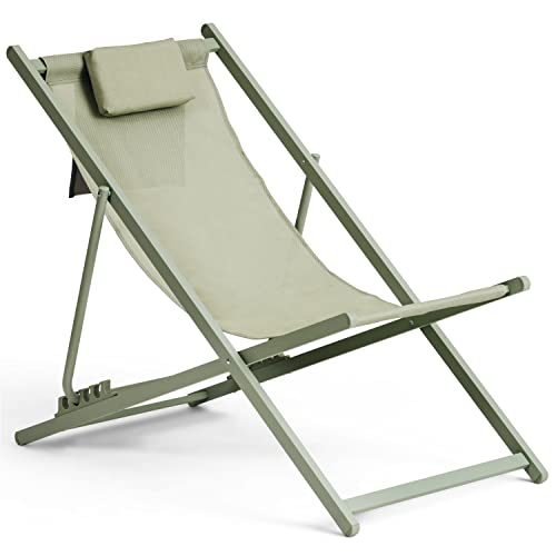 Vanage | Liegestuhl robust & klappbar mit Organizer | Sonnenliege perfekt für Balkon | Beach-Chair für den Garten in versch. Farben | wetterfest & langlebig | Metall-Rahmen von Vanage