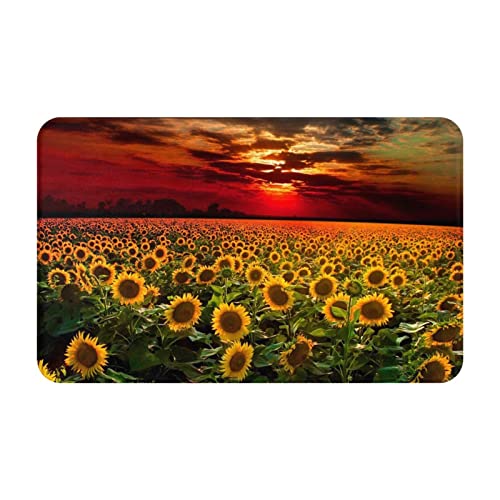 Vanani Sunset Sunset Sunflower Flanell-Teppich, rutschfest, pflegeleicht, moderate Dicke, geeignet für Haustür, Garagentor, Hintertür, Schlafzimmer und Küche. von Vanani