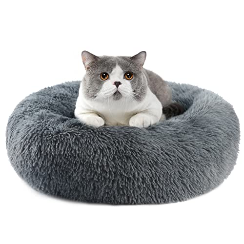 Vanansa Katzenbett Flauschig,Hundebett Donut für Winter, Dog Bed für Indoor, Katzenbett Waschbar, Dunkelgrau, 40cm von Vanansa