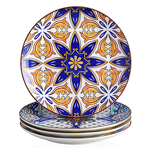 Dessertteller Porzellan, vancasso 4 teilige JASMIN Kuchenteller Ø 21 cm, Essgeschirr Flachteller für Frühstück, Aladin Serie von vancasso