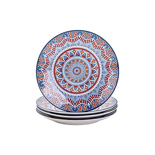 Tafelservice Kuchenteller, vancasso Dessertteller Porzellan, 4 teiliges Kuchenteller Set, MANDALA Serie Ø 21,2 cm Flachteller für Frühstück, böhmischer Stil von vancasso