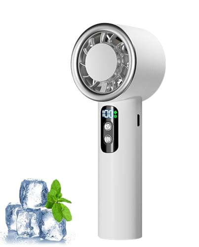Handventilator, Halbleiter Kühlungs Eisbeutel Turbo Mini Ventilator, 5-Stufige Einstellung, LED Display Batteriebetrieben Tragbarer Mini Ventilator für Zuhause/Büro/Outdoor/Aktivitäten/Reisen von Vanchly
