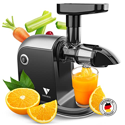 Vandenberg [DAS ORIGINAL] - Slow Juicer - Entsafter Gemüse und Obst - [150 W] Vitaminschonender Obstentsafter mit Umkehr Funktion Inkl. Reinigungsbürste - BPA Frei von Vandenberg