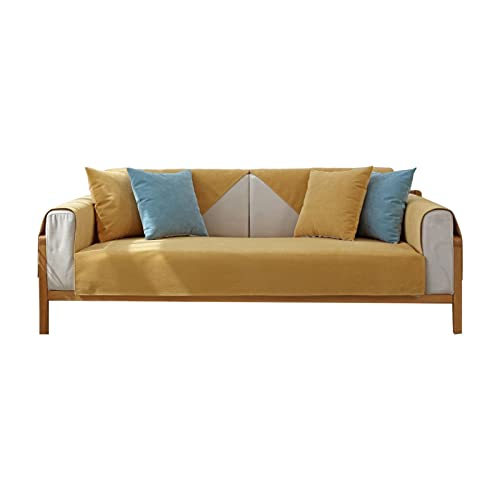 VanderHOME Anti-Rutsch-Sofa Abdeckung 1/2/3/4 Sitzer Wasserdichtes Sofa Abdeckung Elastische Stretch Sofa Abdeckung Für Kinder Haustiere 90 * 180cm-Gelb-Sitzbezug (Nur 1 Stück) von VanderHOME