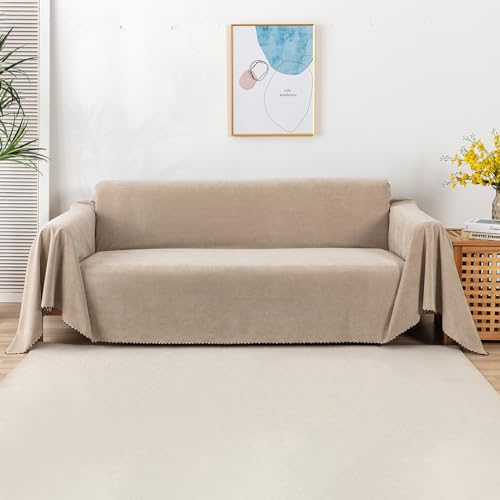 VanderHOME Anti-Rutsch-Sofa Abdeckung Home Dekoration Solid Farbe Sofa Decke Vier Jahreszeiten Universal Sofa Abdeckung Elastische Dehnbare Sofa Schutzhülle Wohnzimmer Haustier 180 * 300cm-Khaki von VanderHOME