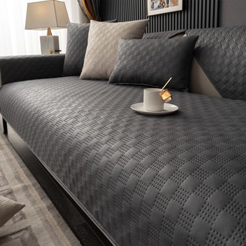 VanderHOME Anti-Rutsch Sofabezug Wasserdicht Sofa überwurfdecke für Verschütten Abnutzung und Riss Schützen Sofa Protector Schutz vor Haustier Katze Hunde 110 * 210cm-Grau/Sitzbezug-1 PC von VanderHOME