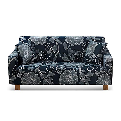 VanderHOME Antirutsch Sofaüberzug,Bedruckte Sofabezüge Couchbezug Sofa Abdeckung Weich Elastische Farbecht für Wohnzimmer Schlafzimmer 3-Sitzer dunkle Blume von VanderHOME