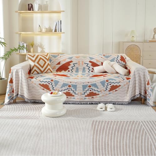 VanderHOME Baumwolle Couch Überwurf, Sofa Überzug 2/3/4 Sitzer, Multifunktionaler kuscheldecke, Artistic kuscheldecke, Wendbare Sofadecke 180 * 380cm-Chinesischer Stil von VanderHOME