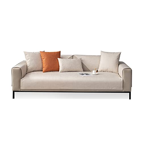 VanderHOME Sofabezug L/U Form/Ecksofa 3/2/1 Sitzer, Wasserdicht, Überwurfdecke, Schutzdecke Rutschfest 90 * 160cm - Beige-Sitzbezug (1 PC) von VanderHOME
