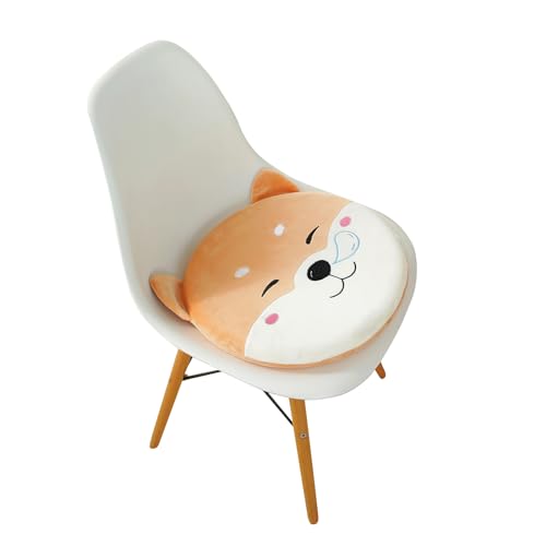 VanderHOME Cartoon Rundes Kissen Stuhlkissen Dickes Stuhlkissen Sessel Tatami Sitzkissen Weichboden Teppichkissen Sitzkissen Memory Foam Sitzkissen 40 * 40 * 4cm-Orange Shiba Inu von VanderHOME