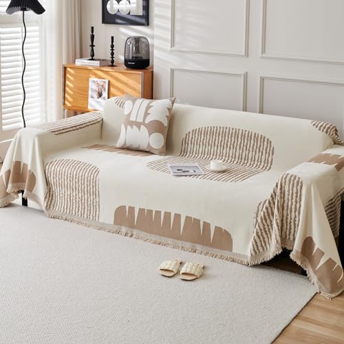 VanderHOME Chenille Couch Überwurf, Sofa Überzug 1/2/3/4 Sitzer, Multifunktionaler Sofabezug, Doppelseitige Sofa Cover Couch Überwurf für Sofa und Bett 180 * 150cm-Curry von VanderHOME