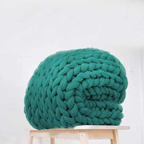 VanderHOME Decke Gestrickte Super Weiche Kuscheldecke Handgefertigt Grobe Strickdecke Grobstrick Decke Gestrickte Decke Wolldecke Couchdecke Flauschige weihnachtsdeko (Dunkelgrün,100×100cm) von VanderHOME
