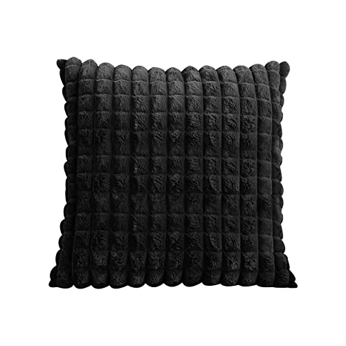 VanderHOME Dekorativ Kurze Wolle Kissenbezüge Weicher Plüsch Kurzer Wollsamt Dekokissenbezuge Luxuriöses Sofakissen Bohemian Europäische Kissenhülle für Sofa Schlafzimmer 45 x 45 cm schwarz von VanderHOME