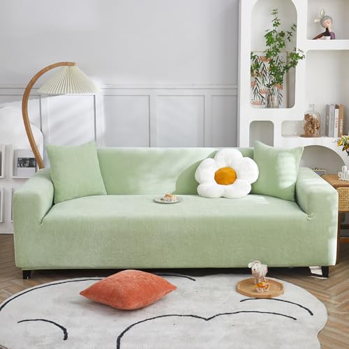 VanderHOME High Stretch Sofabezug Moderne einfach luxuriös Couch überzug Polyester Jacquard Elastische Sofahusse für Wohnzimmer Protector für Hunde Haustiere (1 Sitzer, Mintgrün) von VanderHOME