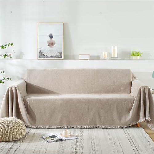 VanderHOME Hochwertige Wohndecke Sofa überwurfdecke Einfarbig Dekorativen Couch Überwurf für Sofa Groß Vielseitig Sofaüberwurf ist Die Erste Wahl für Familie Reisen und Büro 180*230cm Khaki von VanderHOME