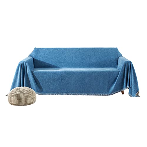 VanderHOME Hochwertige Wohndecke Sofa überwurfdecke Einfarbig Dekorativen Couch Überwurf für Sofa Groß Vielseitig Sofaüberwurf ist Die Erste Wahl für Familie Reisen und Büro 180*300cm Blau von VanderHOME