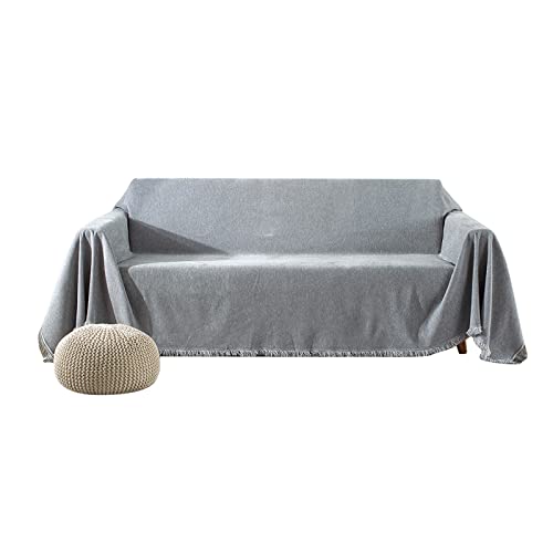 VanderHOME Hochwertige Wohndecke Sofa überwurfdecke Einfarbig Dekorativen Couch Überwurf für Sofa Groß Vielseitig Sofaüberwurf ist Die Erste Wahl für Familie Reisen und Büro 180*420cm Hellgrau von VanderHOME