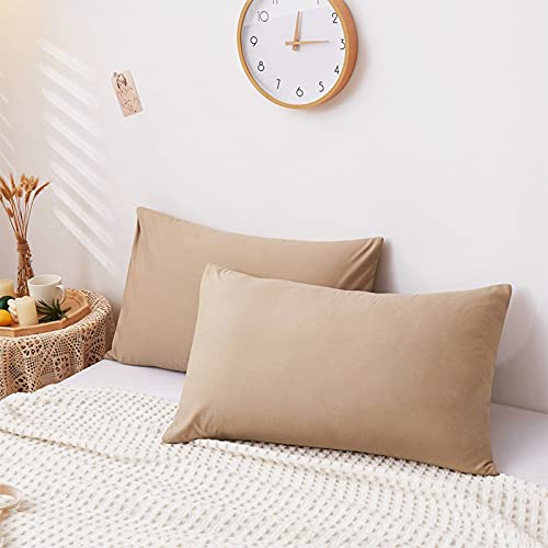 VanderHOME Kissenbezüge 2er Set,Anthrazit Hochwertig Kissenhülle 48 x74 cm,Kopfkissenbezug 100% Baumwolle,Superweicher Kissenbezug Kamel von VanderHOME