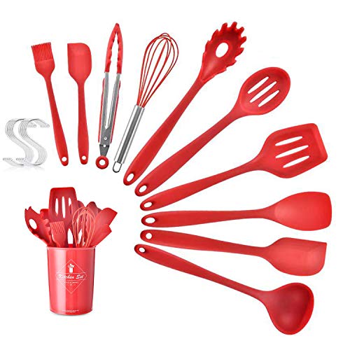 VanderHome Küchenhelfer Set 11PCs Küchenutensilien Set Silikon, Rot von VanderHome