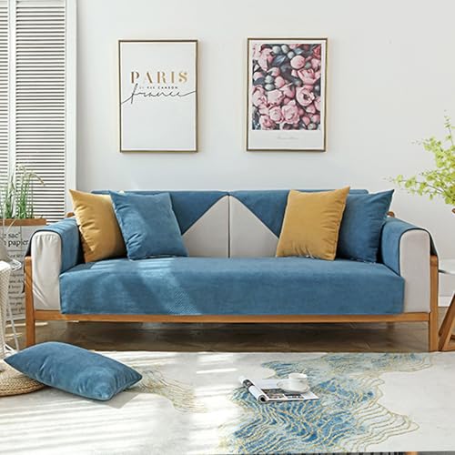 VanderHOME Neue Universelle Wasserdicht Sofabezug,Einfacher Sofa Überzug, Couch Bezug 1/2/3/4 Sitzer L Form Sofa Cover Sofa-Schutzhülle Ecksofa, Sofaschoner rutschfest 110 * 240cm-Tiefblau-1 PC von VanderHOME