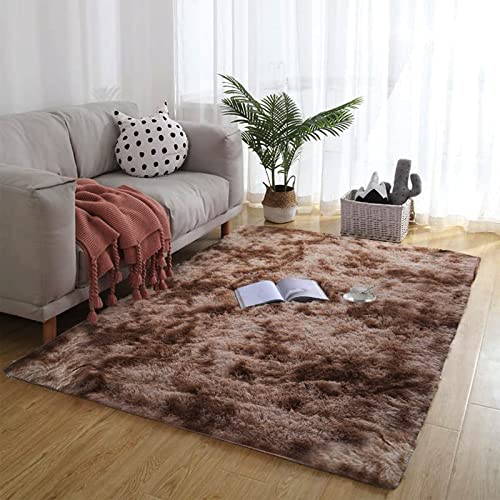 VanderHOME Rechteckig Teppich Weich und Flauschig LangflorModern Teppiche Langer Plüsch-Teppich Dicker Plüschteppich fürs Wohnzimmer Schlafzimmer Teppiche Kaffeefarbe-160 * 230cm von VanderHOME