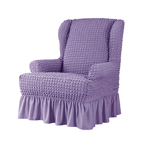 VanderHOME Sesselbezug Jacquard Stretch Ohrensessel Husse Spandex Antirutsch Sofaüberwurf Sessel-Überwürfe für Ohrensessel (Lila) von VanderHOME