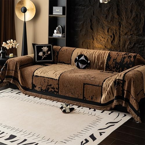 VanderHOME Sofa Überwurfdecke 1/2/3/4 Sitzer, Vielseitige Sofaüberwurf Couch Überzug Sofa Cover Futonbezug mit Quaste, Überwurf aus Chenille, für Vier Jahreszeiten, Couch Decke 180 * 230cm-Curry von VanderHOME