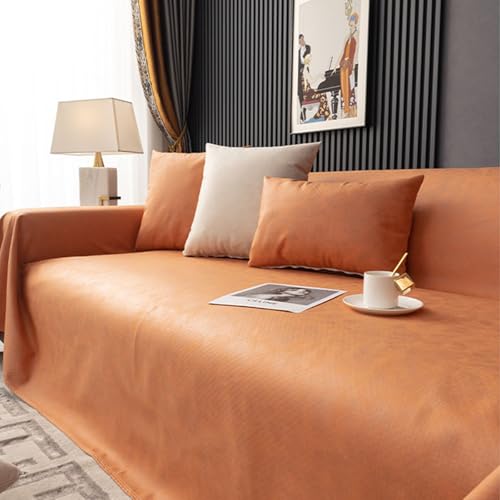 VanderHOME Sofa überzug Möbel Abdeckung für Verschütten Sofabezug Wasserabweisend Antirutsch Sofa Abdeckung Stretch Sofa Protector Sofaüberwurf Schutz vor Haustier Katze Hunde210*230cm-Orange von VanderHOME