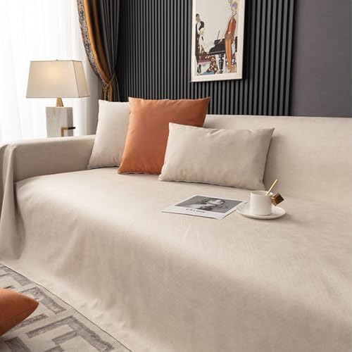 VanderHOME Sofa überzug Möbel Abdeckung für Verschütten Sofabezug Wasserabweisend Antirutsch Sofa Abdeckung Stretch Sofa Protector Sofaüberwurf Schutz vor Haustier Katze Hunde210*340cm-Beige von VanderHOME