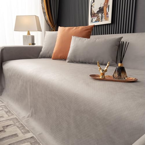 VanderHOME Sofa überzug Möbel Abdeckung für Verschütten Sofabezug Wasserabweisend Antirutsch Sofa Abdeckung Stretch Sofa Protector Sofaüberwurf Schutz vor Haustier Katze Hunde210*400cm-Hellgrau von VanderHOME