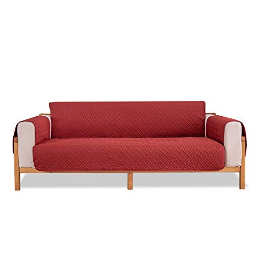 VanderHOME Sofaüberwurf Sofaschoner Gesteppte Sofa Schutz 2 Sitz Sofa Überwürfe Leicht Sofa Abdeckung Schonbezug, Rot von VanderHOME