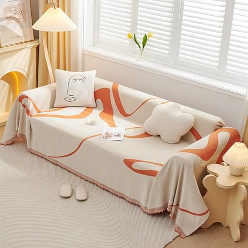 VanderHOME Sofaüberzug Sofa Handtuch Dekoration All-Season Universal Gewebte Quaste Überwurf Sofa Abstrakte Geometrische Linien Multifunktionale weiche Decke Sofakissen Handtuch 180 * 420cm Orange VanderHOME Sofaüberzug Sofa Handtuch Dekoration All-Season Universal Gewebte Quaste Überwurf Sofa Abstrakte Geometrische Linien Multifunktionale weiche Decke Sofakissen Handtuch 180 * 420cm Orange von VanderHOME
