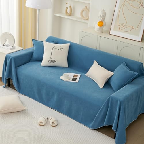 VanderHOME Sofaüberzug Sofa Handtuch Gewebte Überwurf Sofa Home Dekoration All-Season Universal Elastisch Stretch Sofa Protector für Hunde Kinder Katzen Haustiere Abdeckung 180 * 280cm-Blau von VanderHOME